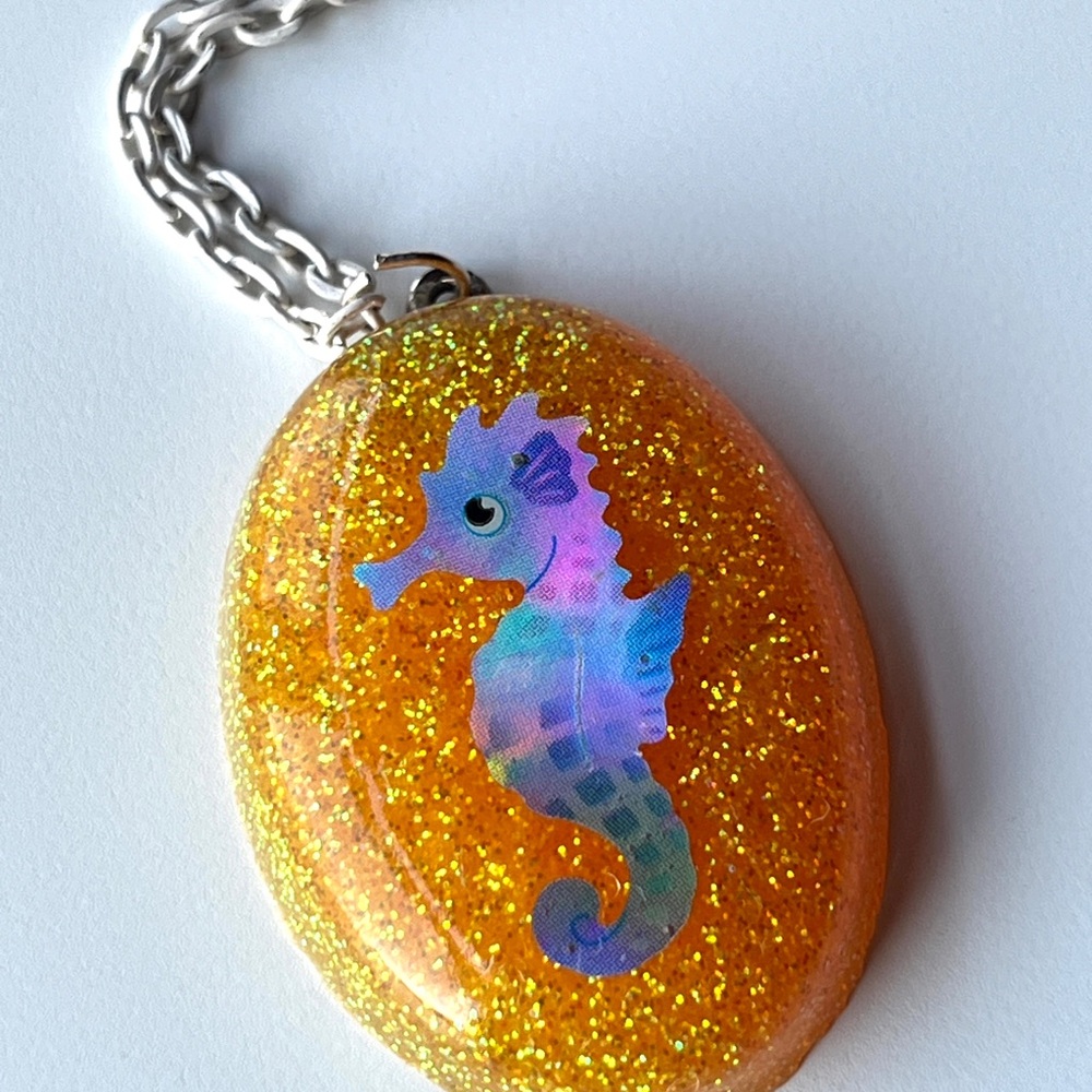 Glittery Seahorse Pendant Necklace